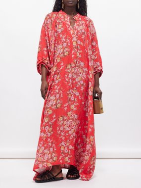 By Walid Doris floral-print linen maxi dress