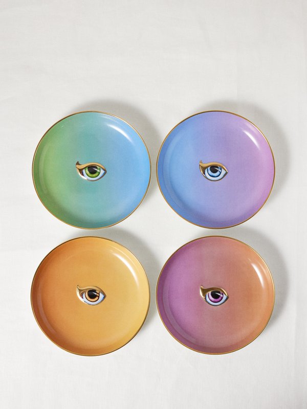 L’Objet Set of four Lito 24kt gold-plated porcelain plates