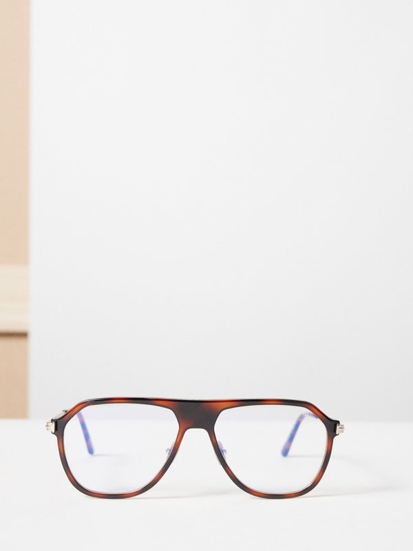 Tom Ford Eyewear (Tom Ford) Pilot metal and acetate optical glasses