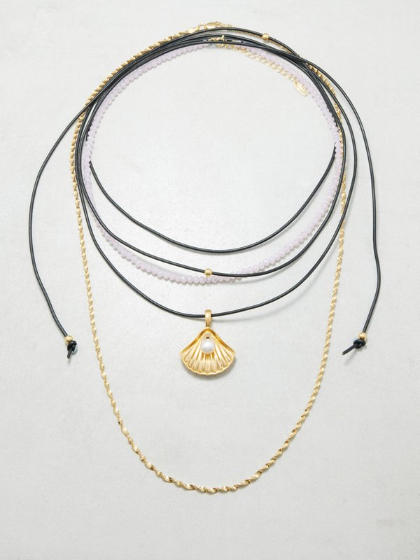 Hermina Athens Kochyli pearl & gold-vermeil necklace set