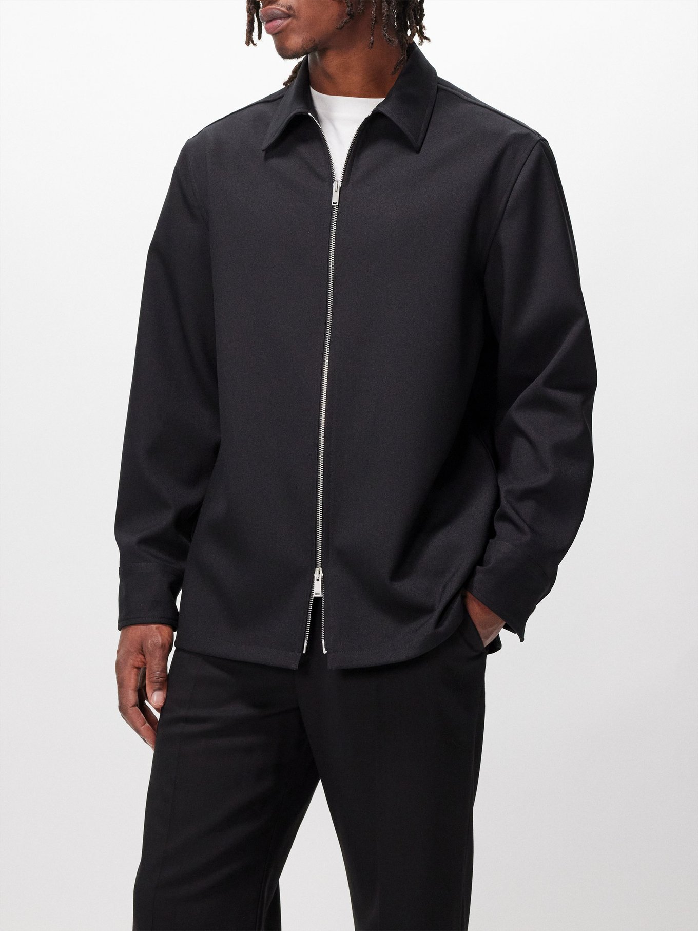 Black Point-collar zipped jacket | Jil Sander | MATCHES UK