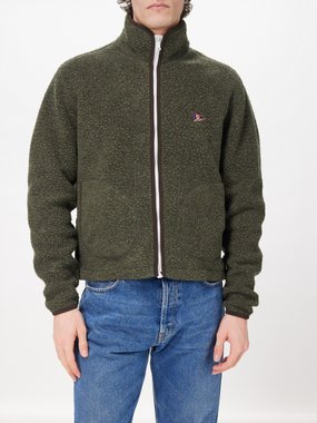 Drake's Zip-up wool-blend fleece jacket
