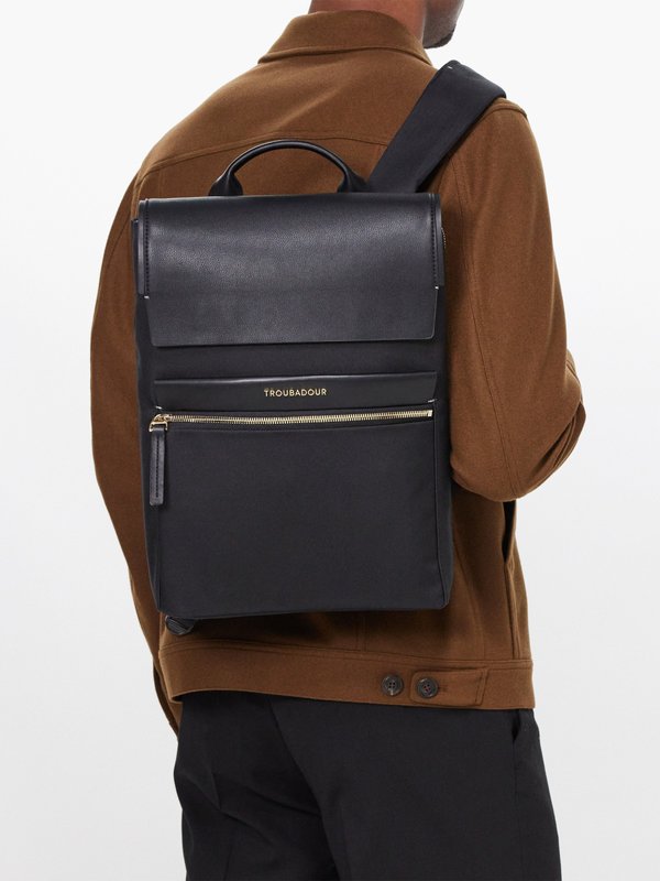 Troubadour Ki faux-leather and nylon-canvas backpack