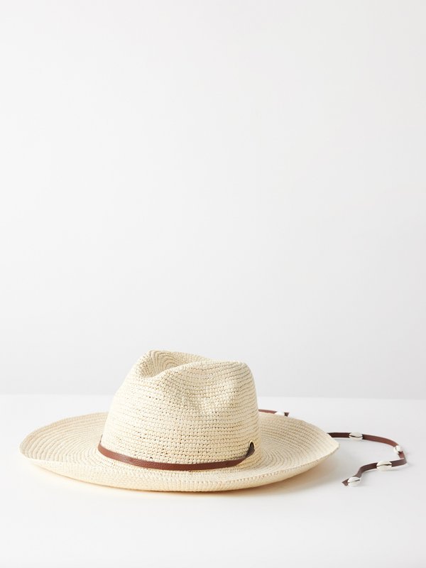 Sensi Studio Shell-embellished straw Panama hat