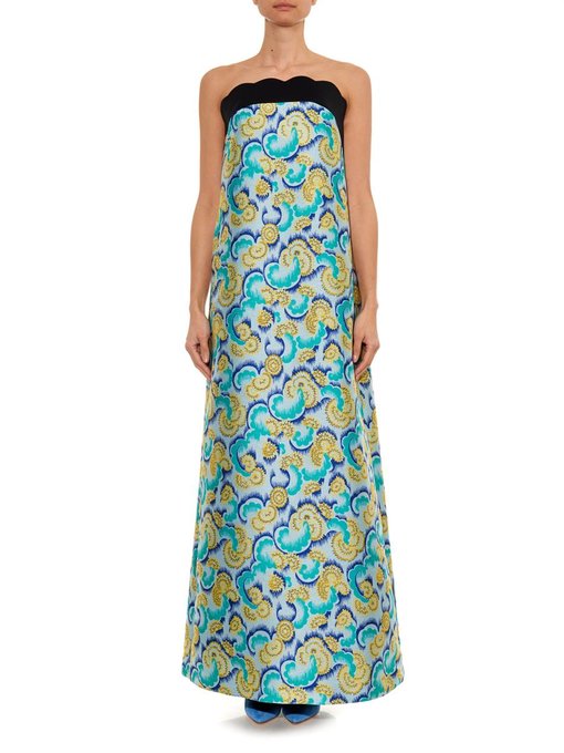 Osman Isis swirl-jacquard strapless gown