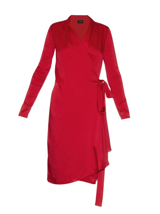 Lanvin Long-sleeved satin wrap dress