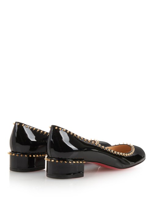 louis vuitton red bottom heels - christian louboutin round-toe flats Black patent leather gold-tone ...