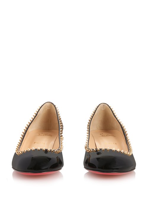 christian louboutin knockoff shoes - christian louboutin round-toe flats Black patent leather gold-tone ...