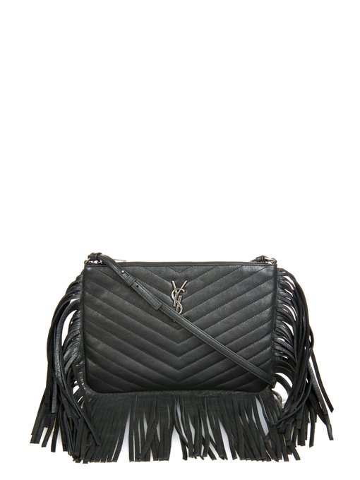 Saint Laurent Monogram fringed quilted-leather cross-body bag