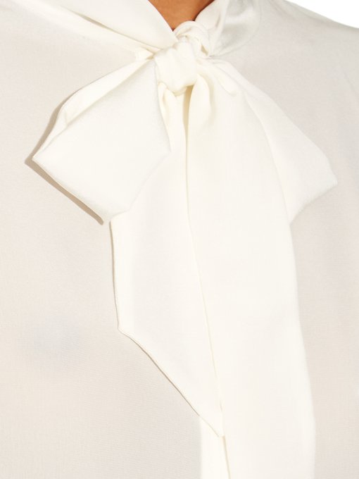 Lavallière-neck silk blouse | Saint Laurent | MATCHESFASHION.COM US