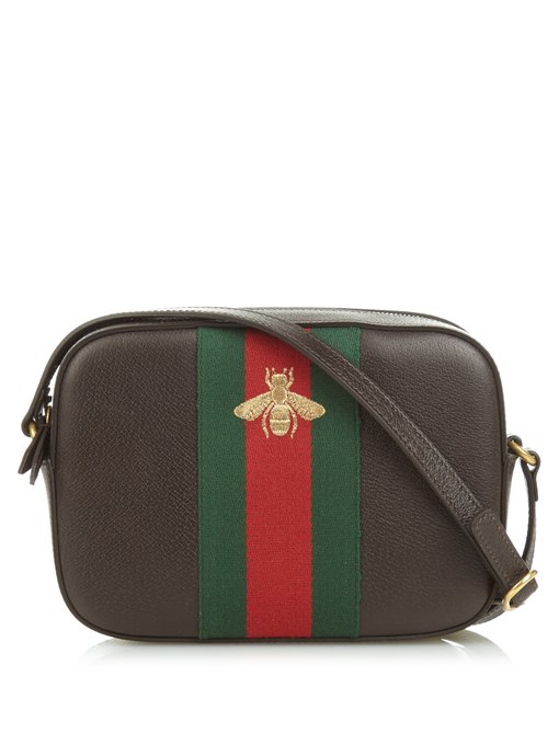 Line bee embroidered leather cross-body bag | Gucci | MATCHESFASHION.COM US