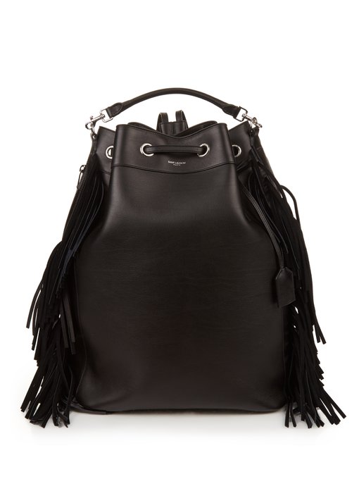 SAINT LAURENT Emmanuelle Fringed Leather Backpack