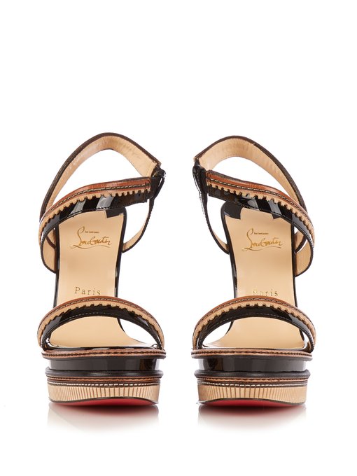 Trepi 140mm patent-leather wedge sandals | Christian Louboutin ...