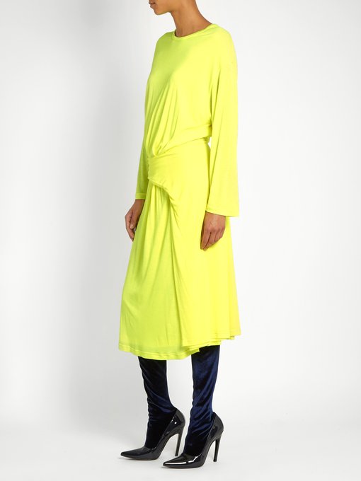 Balenciaga Asymmetric-peplum jersey midi dress