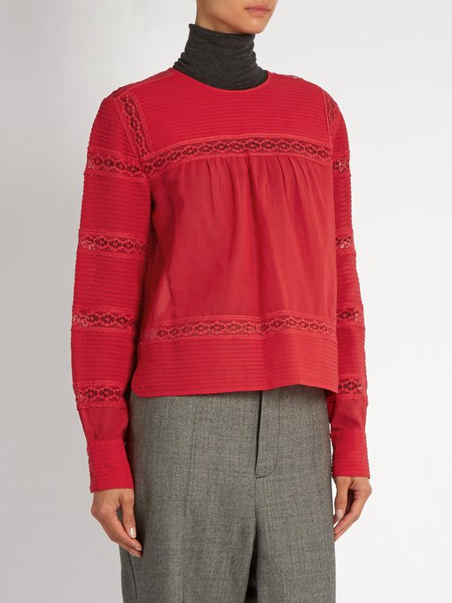 Lace-trimmed long-sleeved cotton top | Isabel Marant Étoile