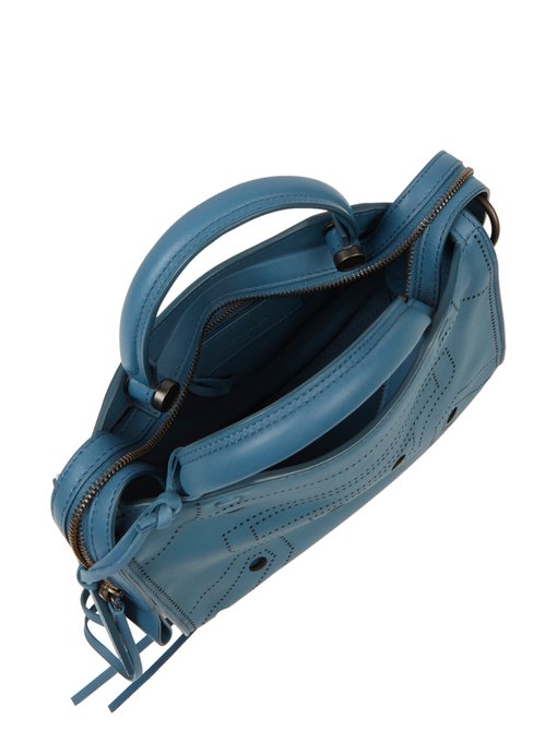 BALENCIAGA Blackout City Mini Leather Cross-Body Bag in Blue | ModeSens