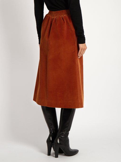 Pleat-front corduroy midi skirt | Balenciaga | MATCHESFASHION.COM UK