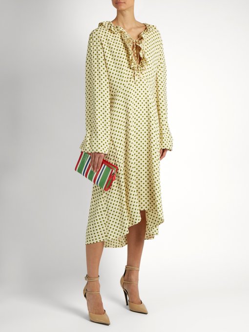 Balenciaga Ruffled polka-dot print georgette dress