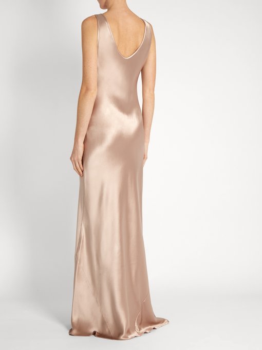 Scoop Neck Sleeveless Silk Satin Gown Galvan Matchesfashioncom Us 0007