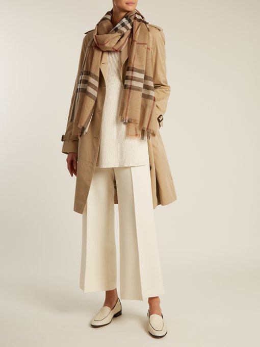Burberry House-check wool and silk-blend scarf 