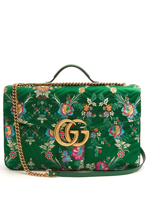 GUCCI Gg Marmont Maxi Quilted Floral-Jacquard Shoulder Bag, Colour: Emerald-Green | ModeSens