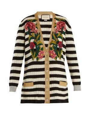 Striped V-neck cashmere-blend cardigan | Gucci | MATCHESFASHION.COM UK