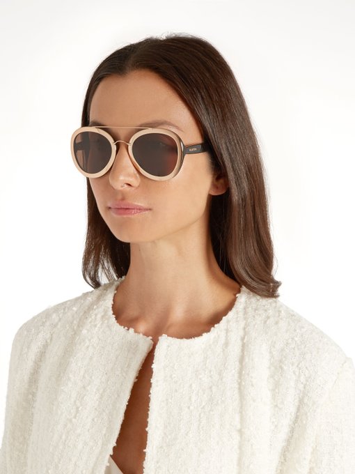 Valentino Rockstud-embellished aviator sunglasses