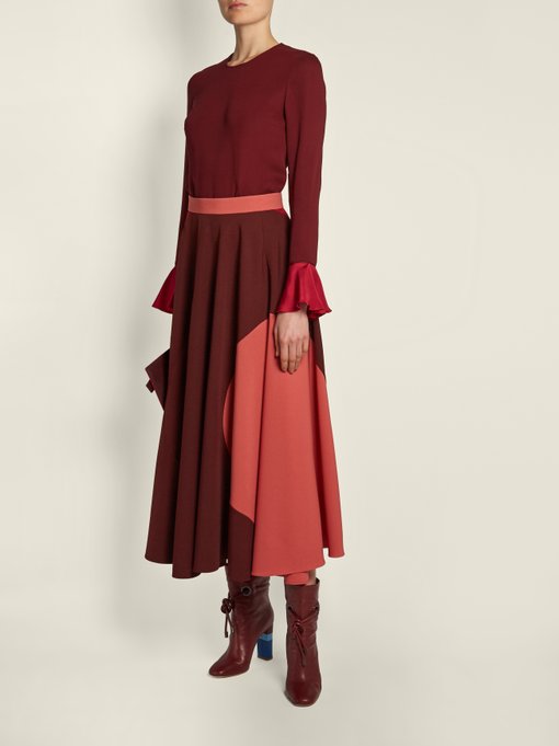 Roksanda Milena tri-colour stretch-crepe midi skirt 