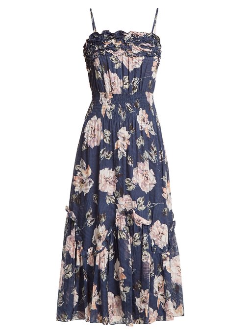 rebecca taylor magnolia floral-print silk-blend dress