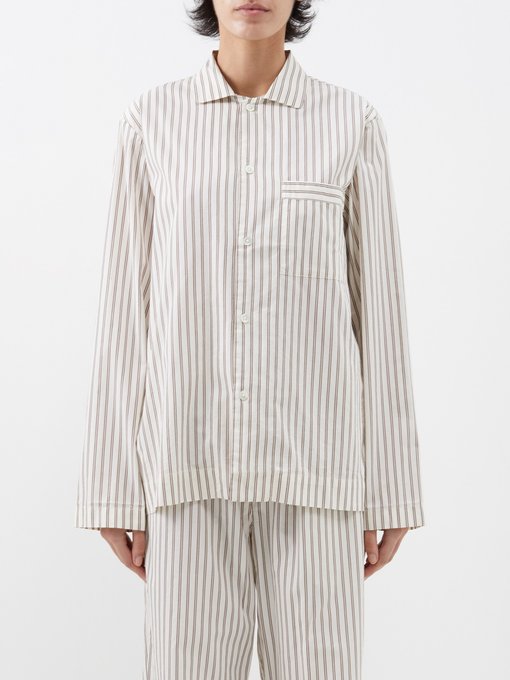 Tekla Striped organic-cotton pyjama top