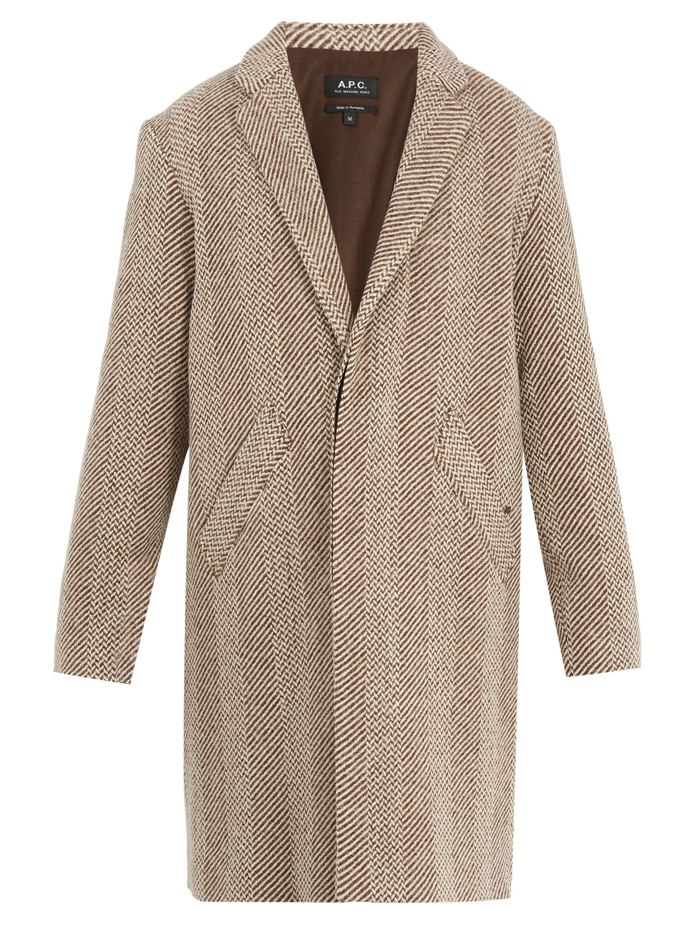 A.P.C. MANTEAU BARON WOOL-BLEND COAT, COLOUR: BROWN AND IVORY | ModeSens
