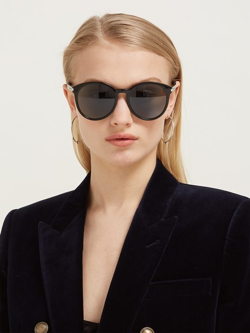 SAINT LAURENT Oversized Round Sunglasses, 54Mm, Black/Solid Smoke