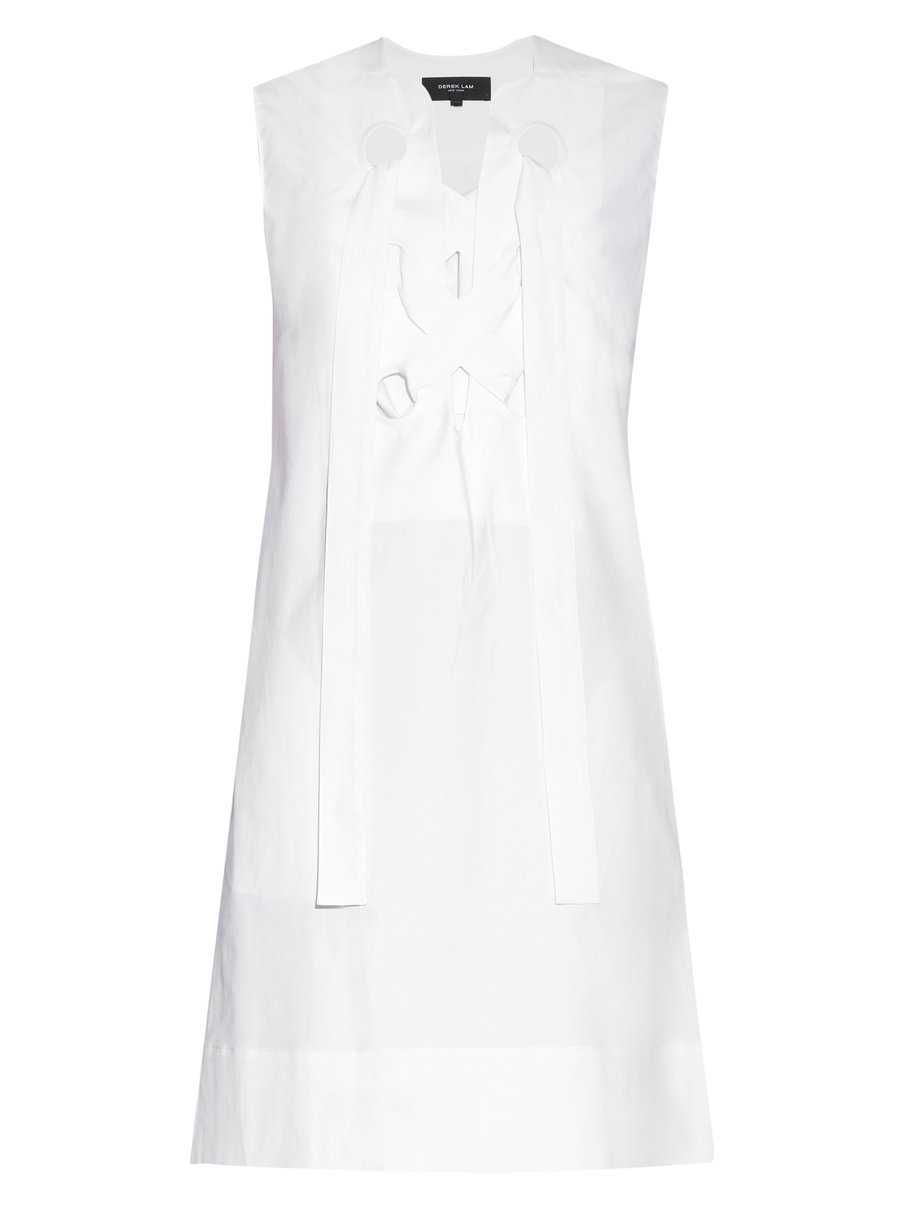 White Lace-up front cotton shift dress | Derek Lam | MATCHESFASHION US
