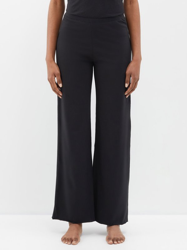 Black Double-layer pima-cotton pyjama trousers, Skin