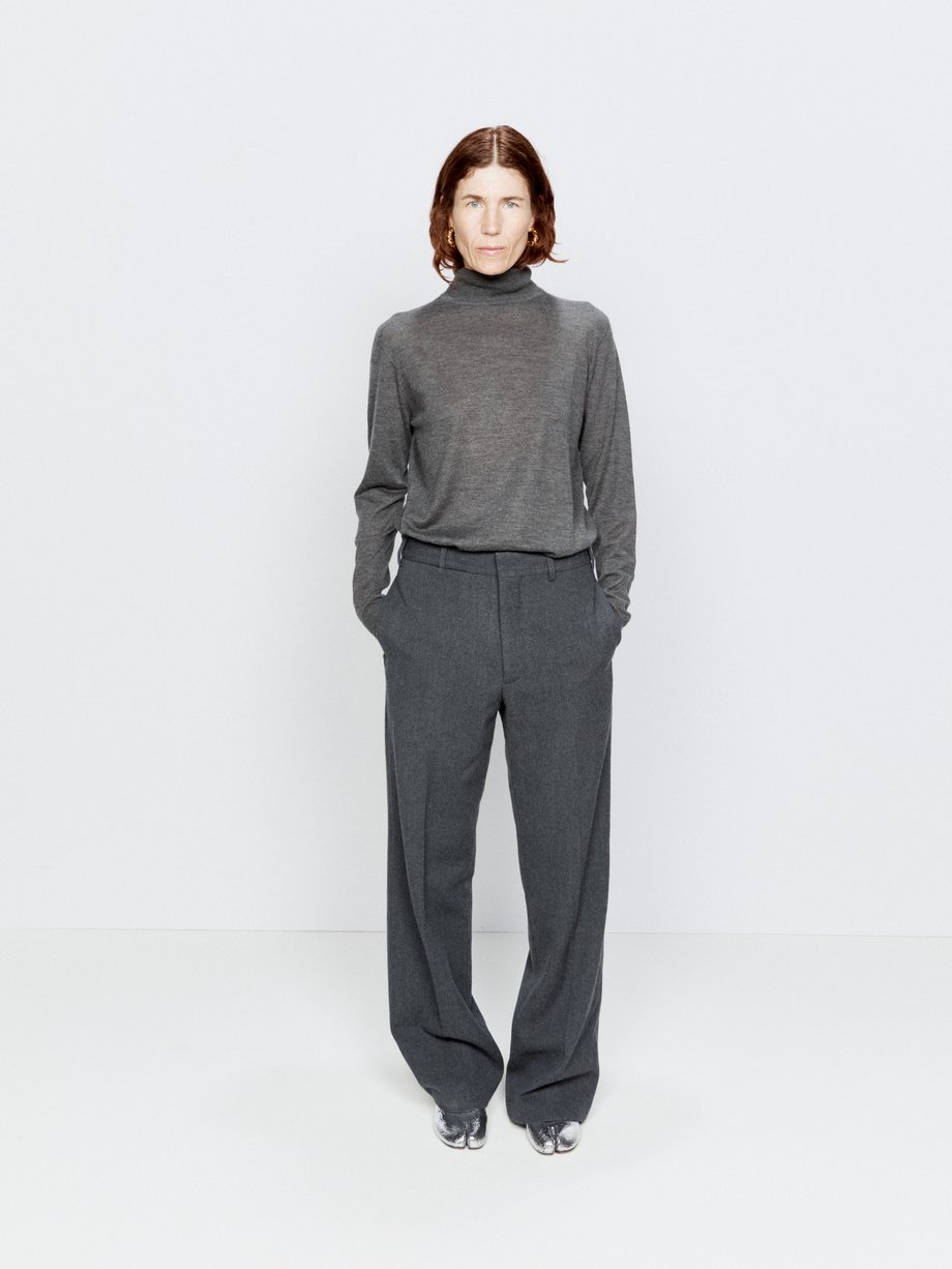 Grey Wide-leg knitted cashmere trousers, Raey