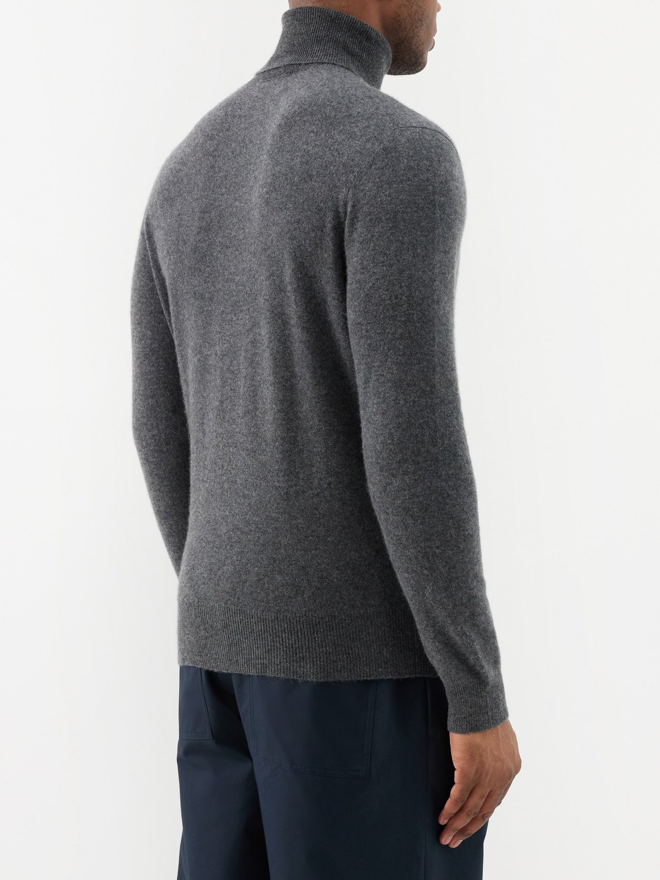 Grey Roll-neck fine-knit cashmere sweater, Raey