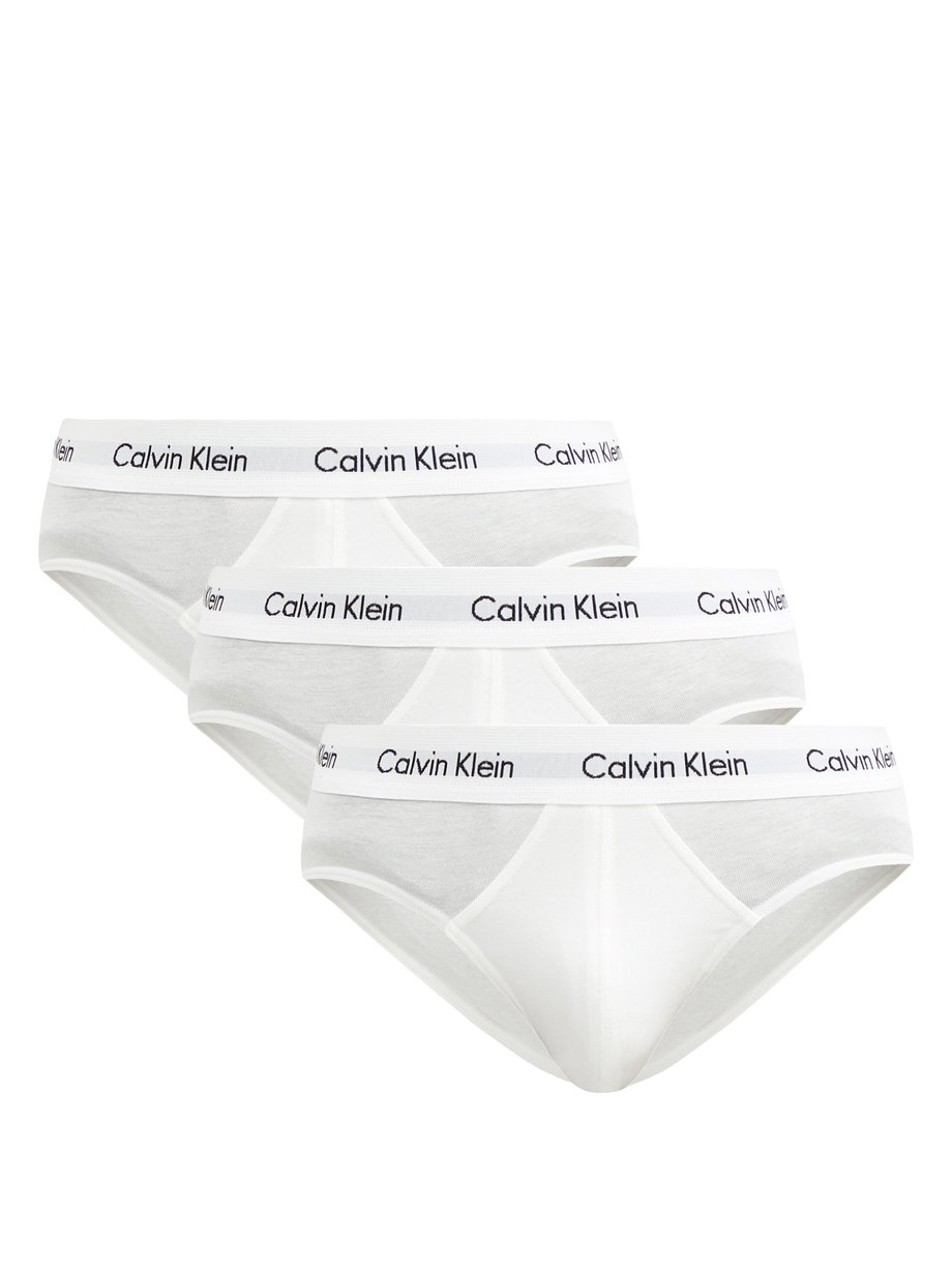 White Pack of three cotton-blend briefs