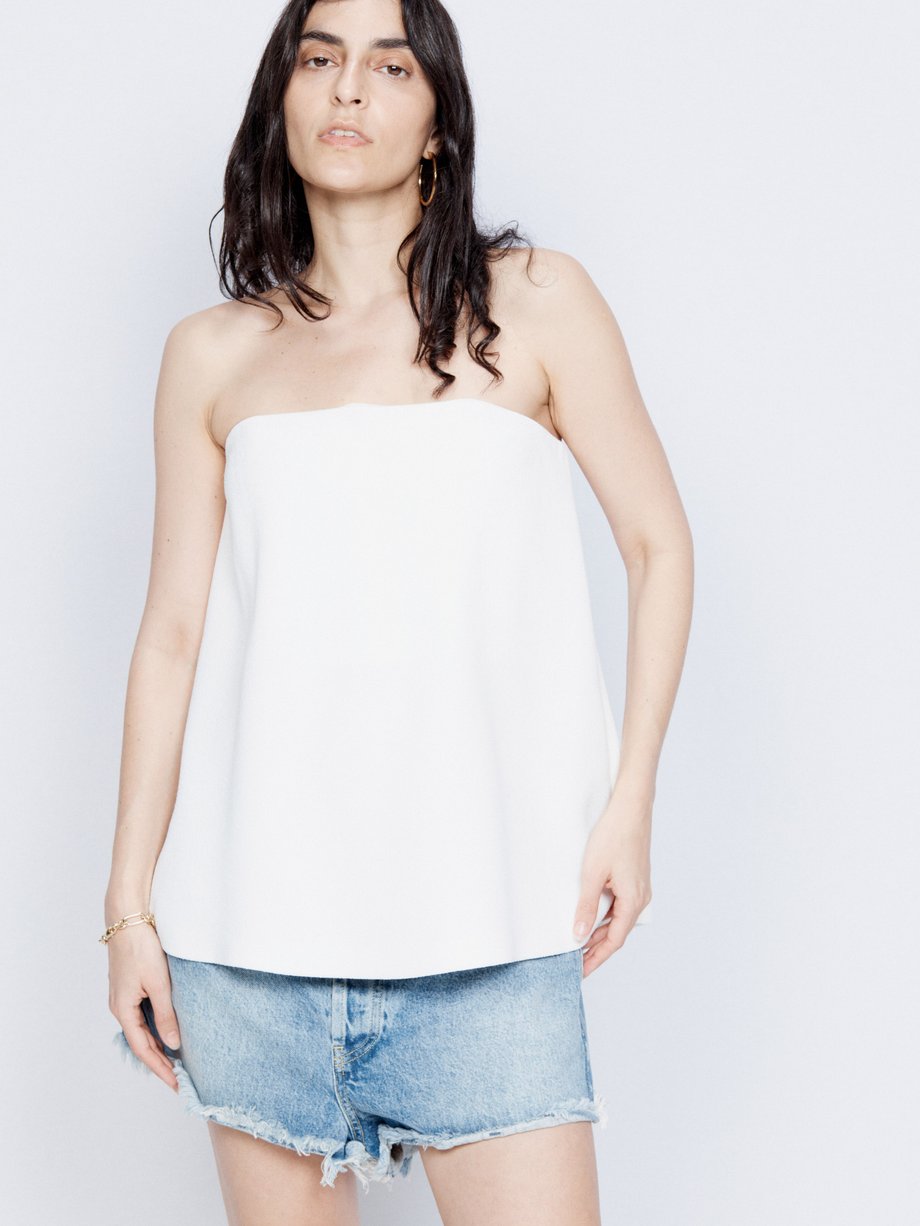 Strapless crêpe top in white - CO