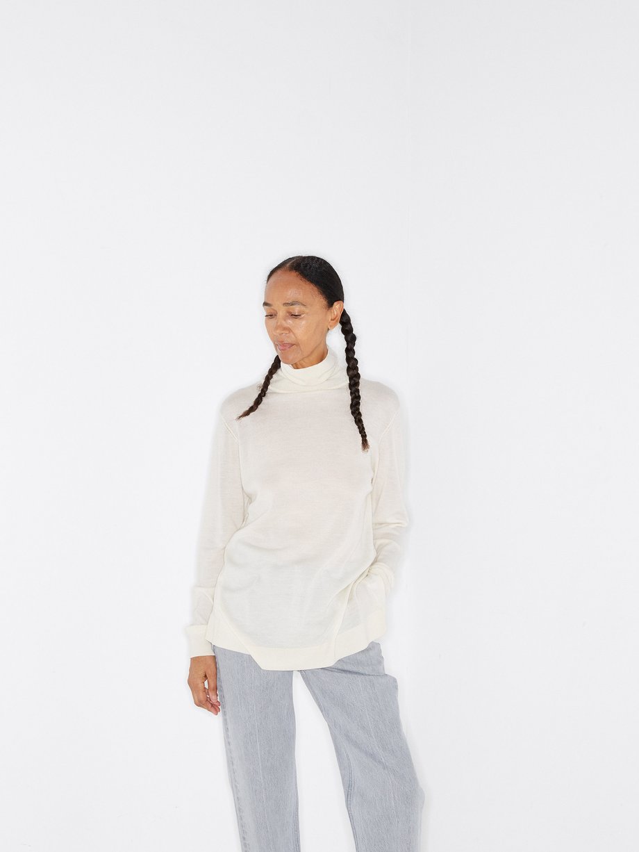 White Roll-neck cashmere sweater | Raey | MATCHES UK