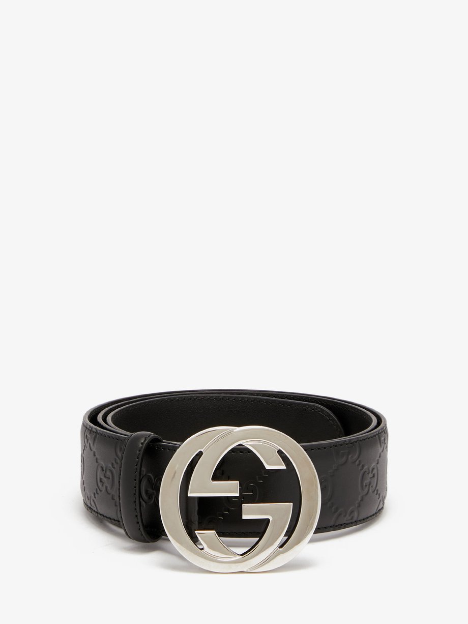 Black Signature GG-logo leather belt | Gucci | MATCHESFASHION US