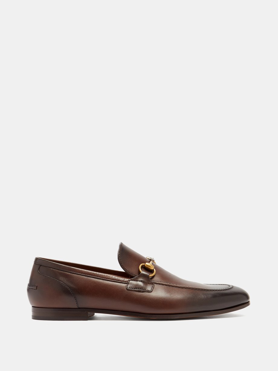 Brown Jordaan Horsebit leather loafers | Gucci | MATCHESFASHION UK