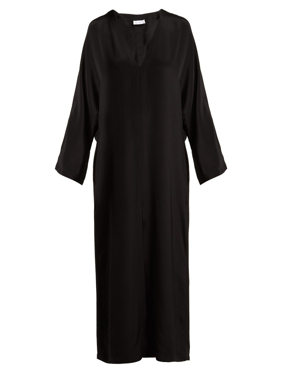 Black Kimono-sleeve silk beach dress | Raey | MATCHESFASHION UK