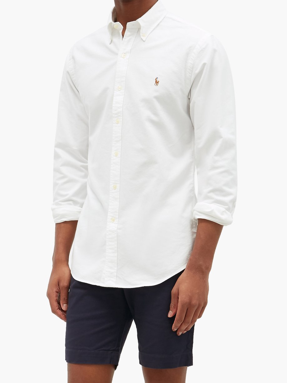 White Logo-embroidered cotton oxford shirt | Polo Ralph Lauren