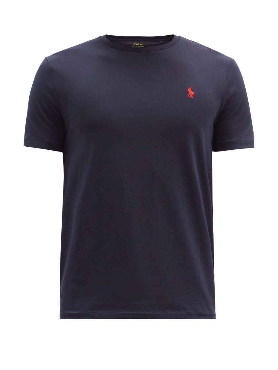 Navy Logo-embroidered cotton-jersey T-shirt | Polo Ralph Lauren ...