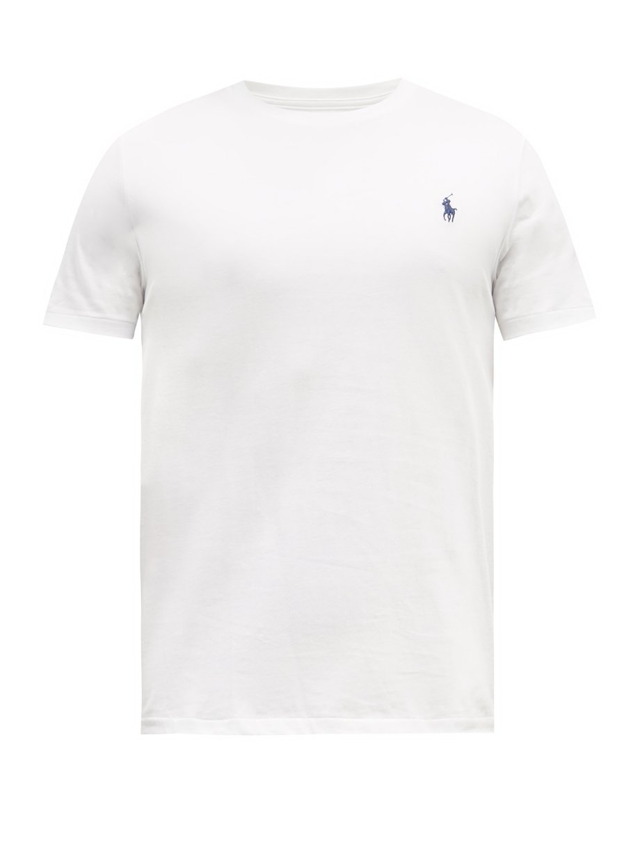 White Logo-embroidered cotton-jersey T-shirt | Polo Ralph Lauren ...