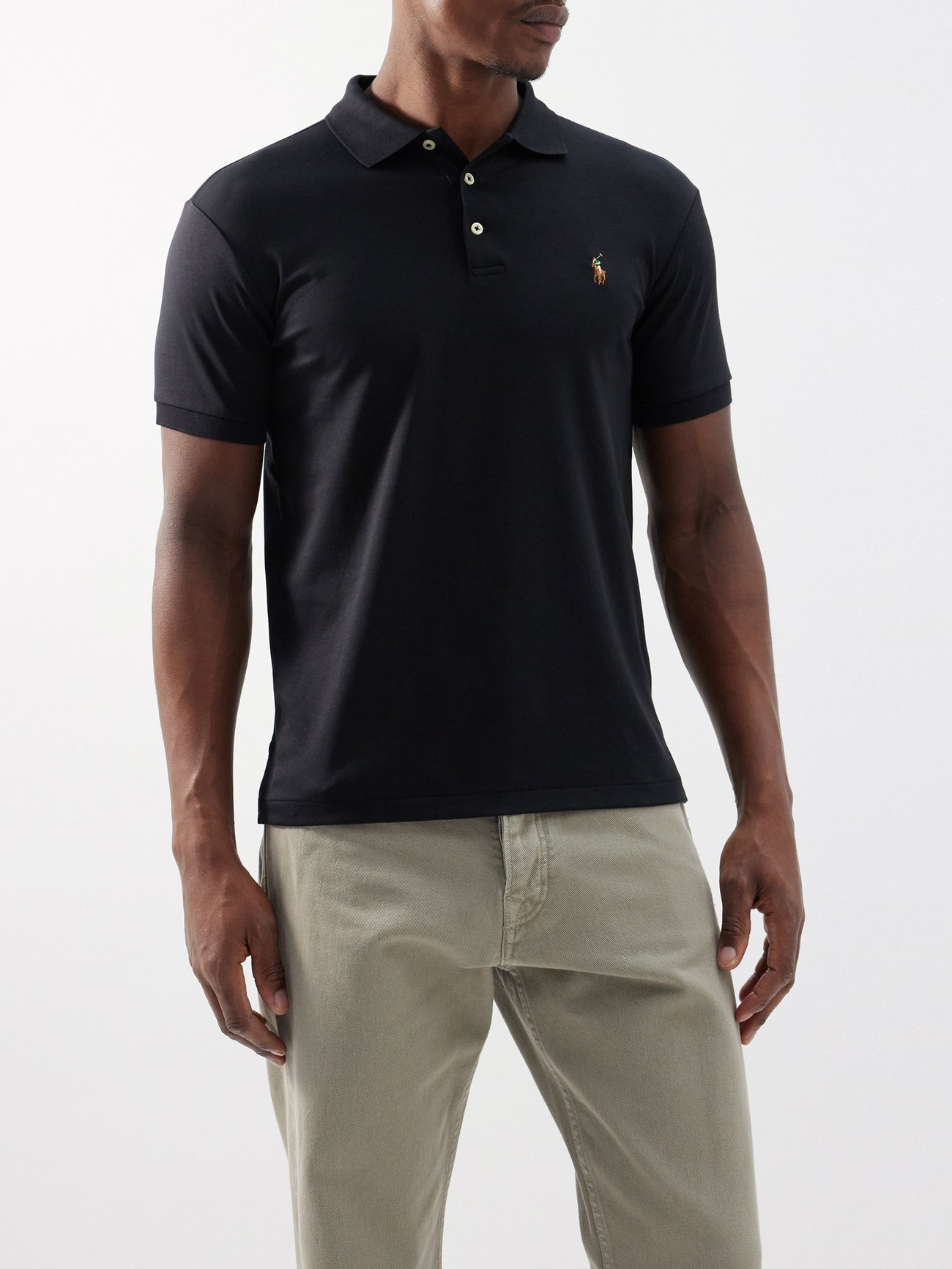 Black Slim-fit cotton polo shirt | Polo Ralph Lauren | MATCHES UK