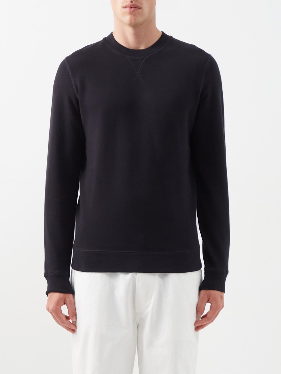 Black Crew-neck cotton-jersey sweatshirt | Sunspel | MATCHESFASHION UK