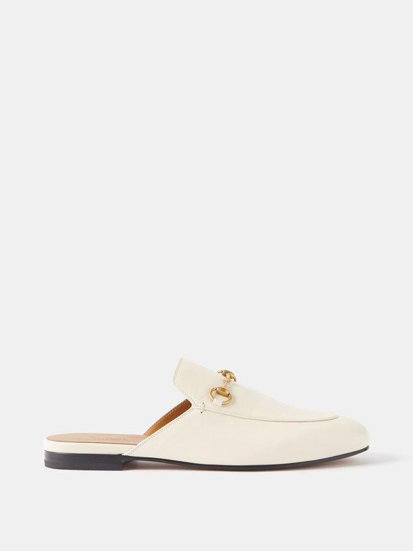 White Princetown leather backless loafers | Gucci | MATCHES UK
