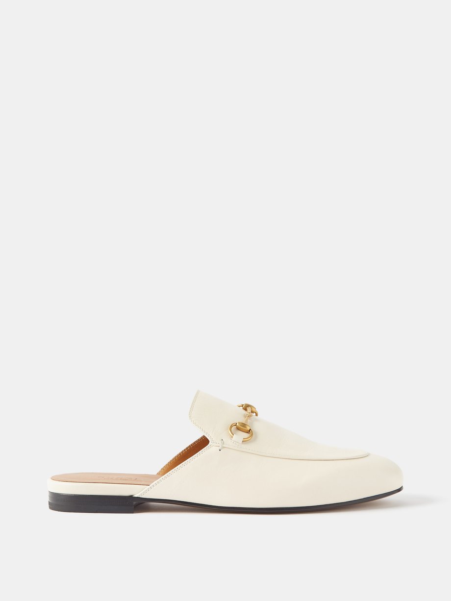 White Princetown leather backless loafers, Gucci