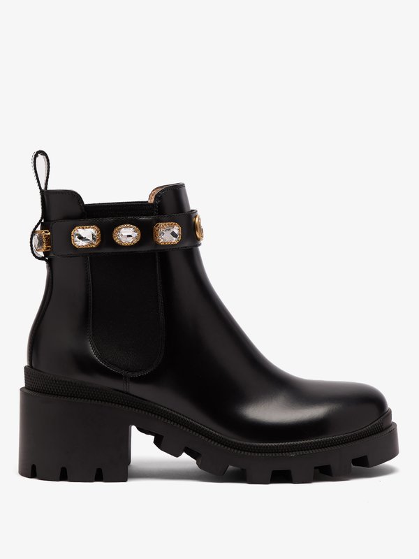 Black Trip embellished leather chelsea boots | Gucci | MATCHES UK